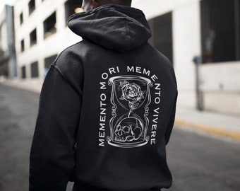 Memento Mori Memento Vivere Hourglass Skull Rose Unisex Hoodie, Marcus Aurelius, Stoic Philosopher, Stoicism, Philosophy Gift for Him Her