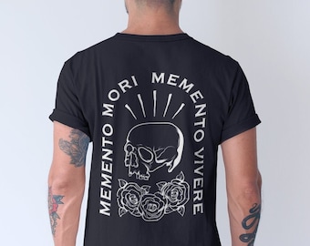 Memento Mori Memento Vivere Skull T-Shirt, Marcus Aurelius Stoic T-Shirt, Stoicism, Streetwear Fashion, Philosophy gift for Her Him