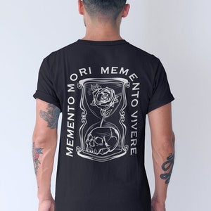Memento Mori Memento Vivere Skull Rose Hourglass T-Shirt, Marcus Aurelius Stoic T-Shirt, Stoicism, Streetwear Fashion, Philosophy Gift