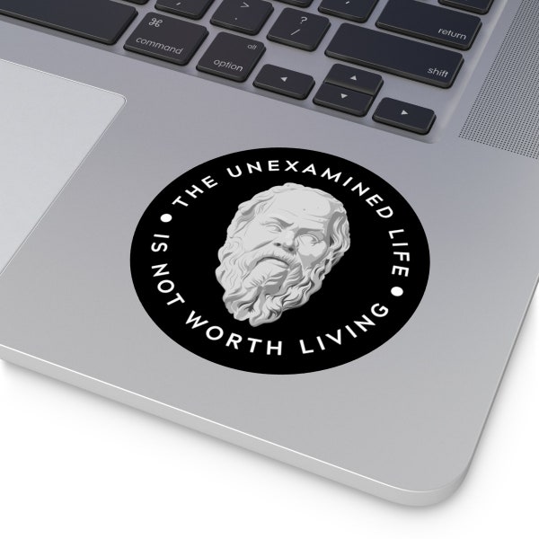Socrates Ancient Greek Philosopher Round Vinyl Sticker, The Unexamined Life Is Not Worth Living, Greek Philosophy, Gift for Her Him