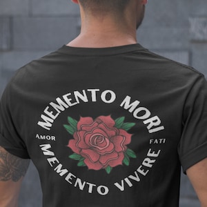 Memento Mori Memento Vivere Rose Hourglass T-Shirt, Marcus Aurelius Stoic T-Shirt, Stoicism, Amor Fati, Philosophy Gift