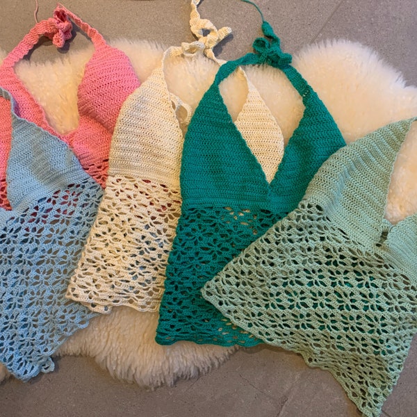 Top de crochet floral (patrón escrito)