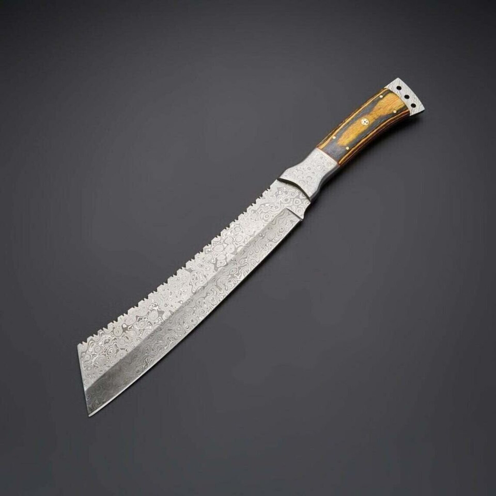 Custom Hand Handmade Machete, Damascus Steel, Camping Machete, Hunting Knife, Christmas