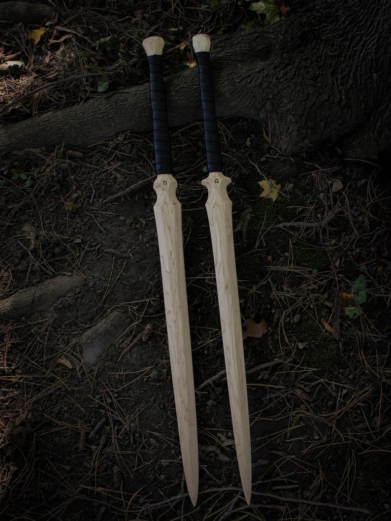 Wooden Sword Staff Hybrid Spear Sword Long Grip Sword Two Etsy
