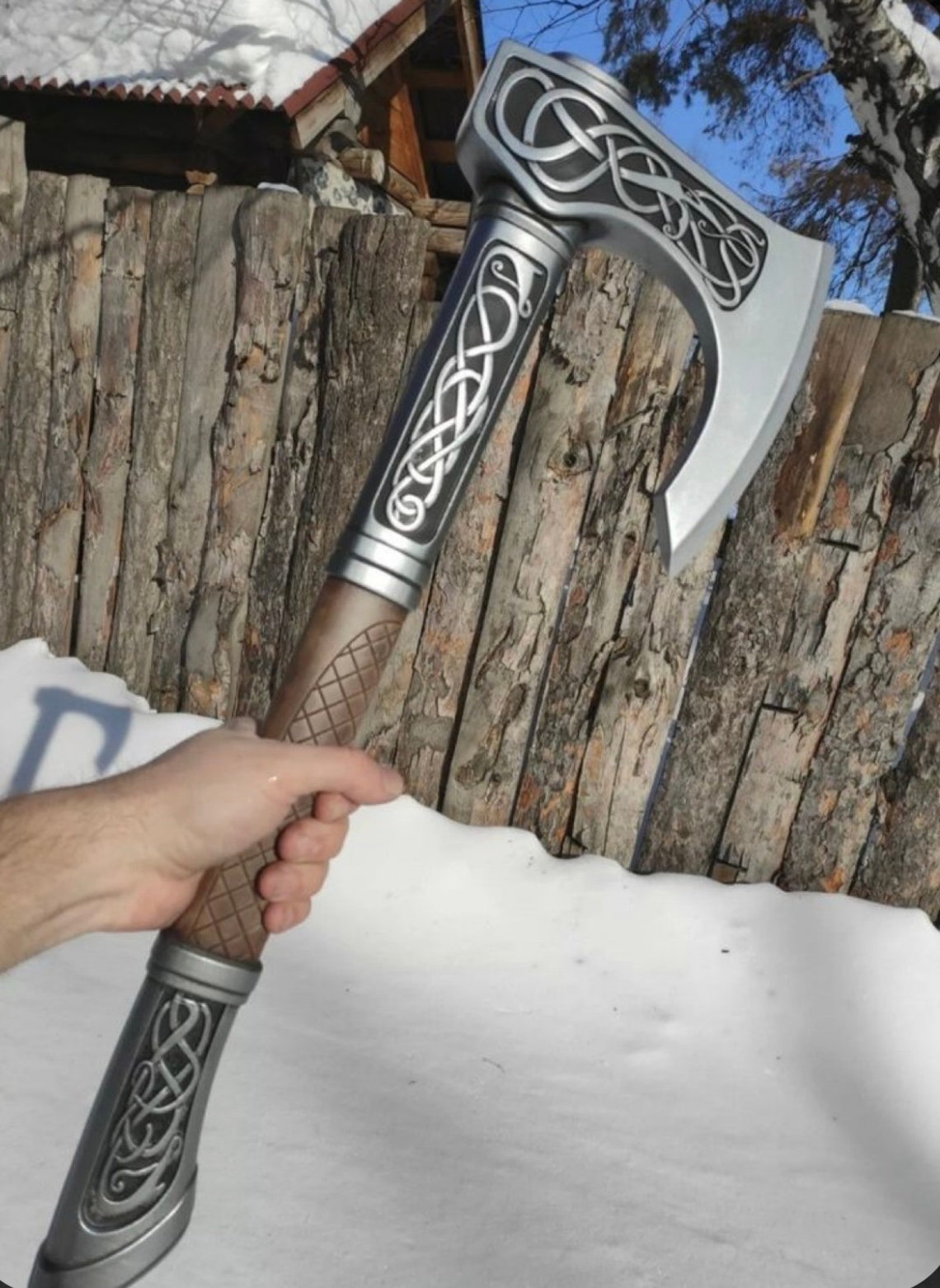 Eivor Axe Form the Game Assassins Creed Valhalla , Custom Handmade D2 Steel Engraved Viking Axe