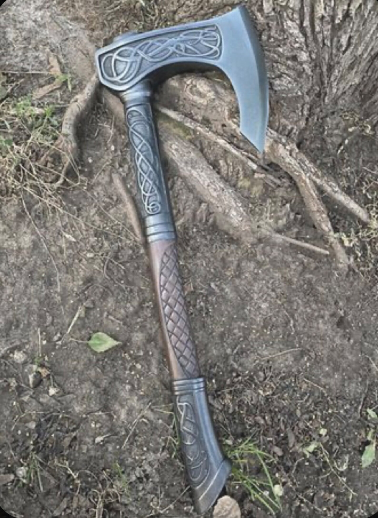Eivor Axe Form the Game Assassins Creed Valhalla , Custom Handmade D2 Steel Engraved Viking Axe