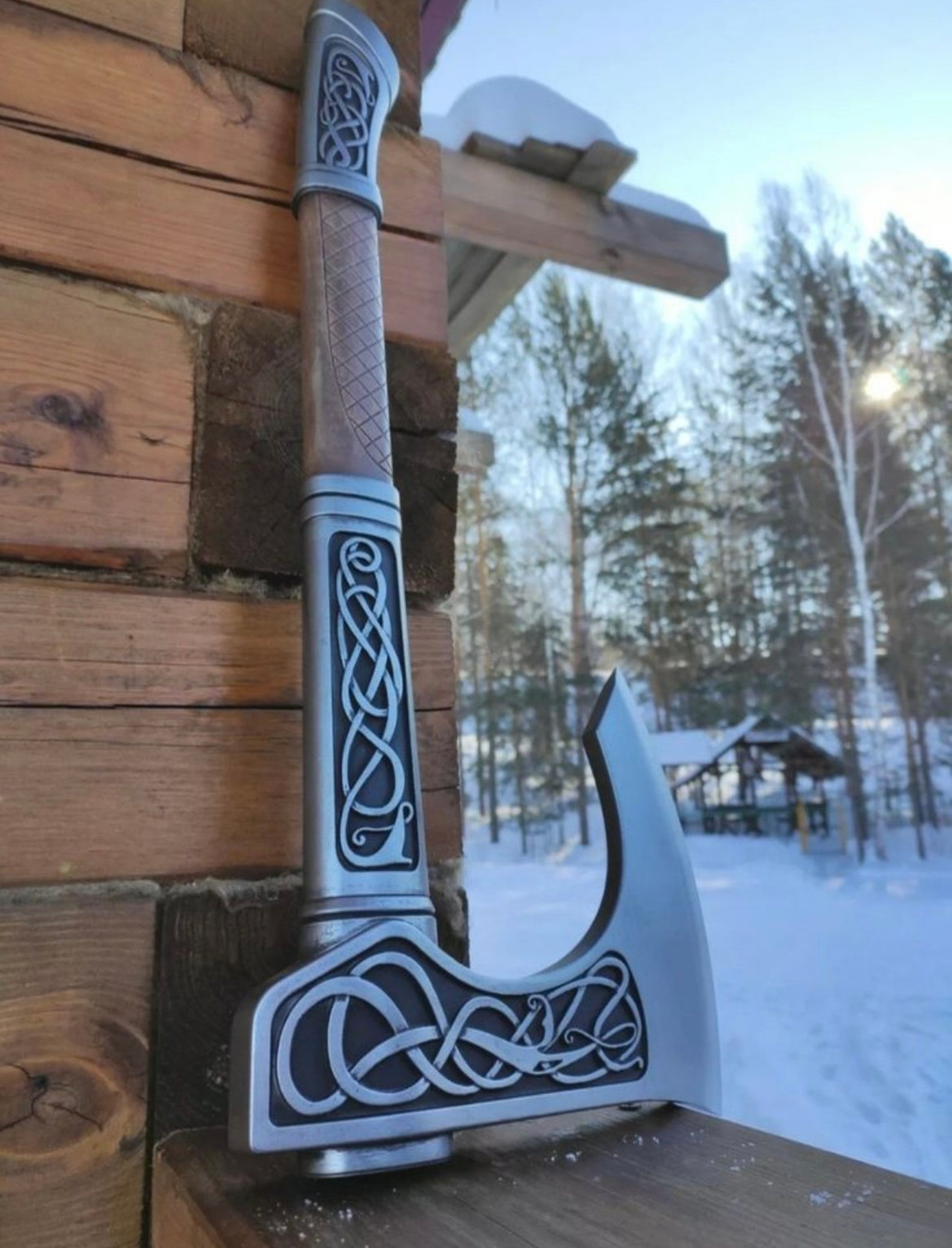 Eivor Axe Form the Game Assassins Creed Valhalla , Custom Handmade D2 Steel Engraved Viking Axe