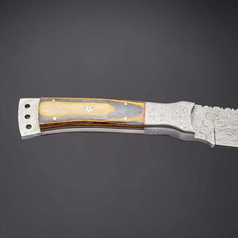 Custom Hand Handmade Machete, Damascus Steel, Camping Machete, Hunting Knife, Christmas