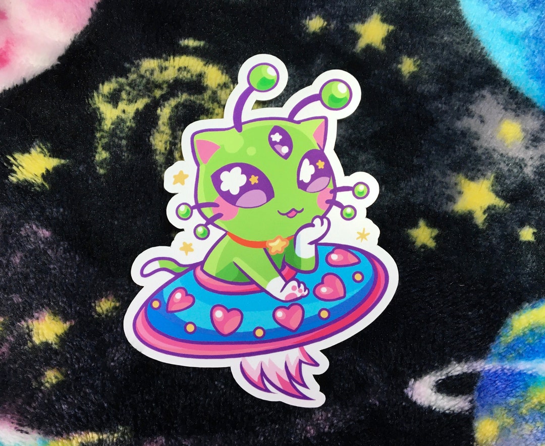 Alien Cat 3.5 Inch Vinyl Sticker - Etsy