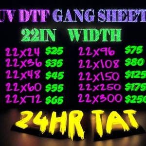 Custom UV DTF Gang Sheet, uv Dtf transfers Ready for Press, DTF Transfers, High Quality, Wholesale Prices,