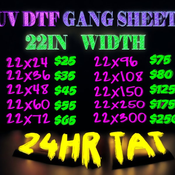 Custom UV DTF Gang Sheet, Decals, Stickers, Uv DTF Transfers, High Quality, Wholesale Prices