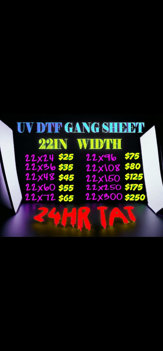 Custom UV DTF Gang Sheet, uv Dtf transfers Ready for Press, DTF Transfers, High Quality, Wholesale Prices,