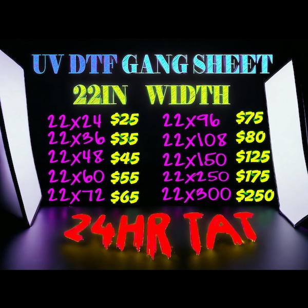 Custom UV DTF Gang Sheet, uv Dtf transfers Ready for Press, DTF Transfers, High Quality, Wholesale Prices,
