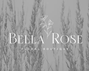 Boho Floral Logo, Minimalist Flower Shop Branding, Boutique Flower Logo, Modern Florist Logo,  (Premade Digital Design)
