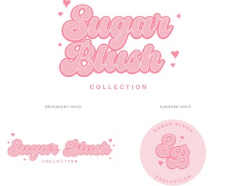 Logotipo retro rosa, marca comercial femenina, logotipo de belleza retro, logotipo de salón, logotipo de cosmética, marca retro (diseño digital prediseñado)