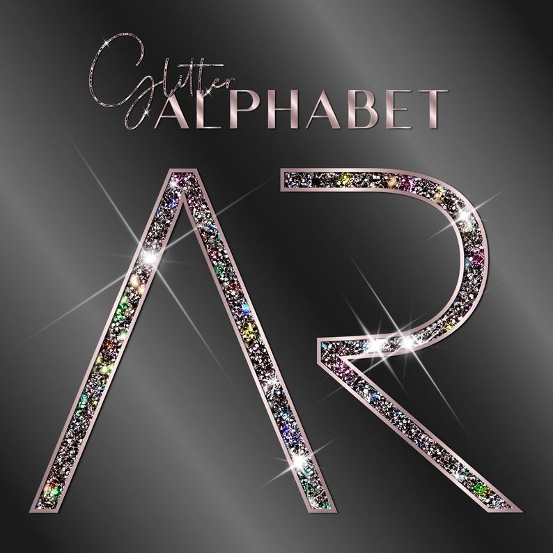 Bling Lettering Rose Gold Glitter Alphabet PNG, Diamond Letters PNG Clipart, Glam ...