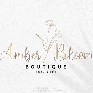 Floral Logo Design, Flower Logo, Florist Logo, Boho Floral Logo, Minimalist Logo, Modern Logo, Boutique Logo, Premade Logo, Branding Kit