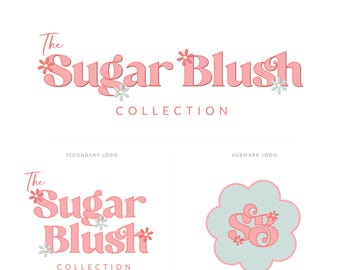 Logotipo de margarita retro, diseño de logotipo rosa tierno, logotipo de panadería, logotipo de tienda de dulces, logotipo de cosméticos, logotipo de pequeña empresa (diseño de logotipo prediseñado)