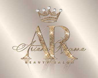 Gold Glitter Crown Logo, Sparkle Crown Logo, Gold Glitter Beauty Logo, Glam Crown Logo, Sparkle Logo, Aesthetics Logo (Premade Design)