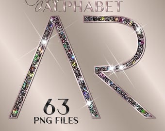 Alfabeto glitterato oro rosa PNG, lettere di diamanti PNG Clipart, lettere glamour, lettere scintillanti, lettere scintillanti, lettere di lusso (download digitale)