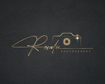 Logo minimalista per fotografia con fotocamera, logo moderno per fotografia con fotocamera, logo con firma, branding per fotografia (design digitale predefinito)