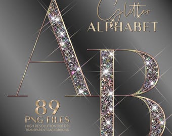 Alfabeto con diamanti glitterati PNG, lettere di diamanti PNG Clipart, lettere glamour, lettere scintillanti, lettere di lusso, lettere scintillanti (download digitale)