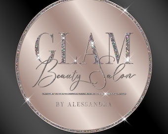 Logo di bellezza con brillantini diamantati, design di logo per salone di bellezza predefinito, logo per boutique di lusso, logo scintillante, logo estetico (design digitale predefinito)