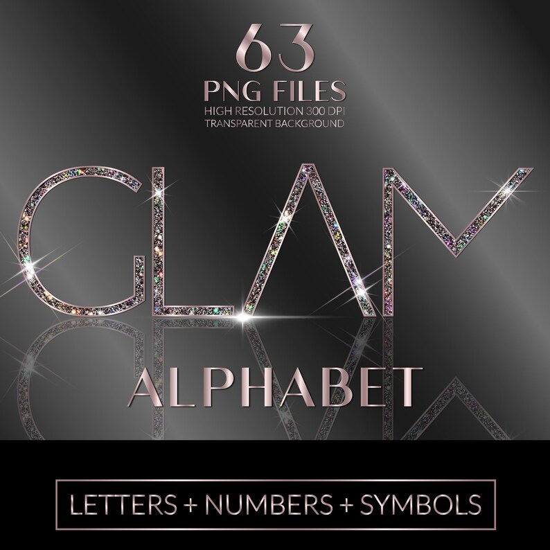 Rose Gold Glitter Alphabet PNG, Diamond Letters PNG Clipart, Glam ...