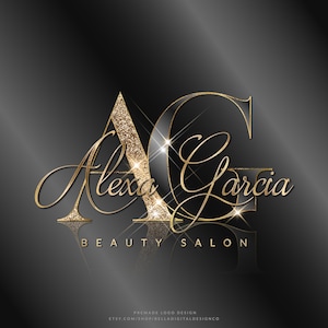 Black Gold Glitter Salon Logo, Luxury Boutique Branding, Diamond Glitter Logo, Glitter Luxury Logo, Aesthetics Logo (Premade Digital Design)
