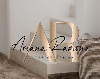 Logo minimalista per interni, logo per fotografia, logo di lusso, logo di bellezza dorato, logo elegante (design digitale predefinito)