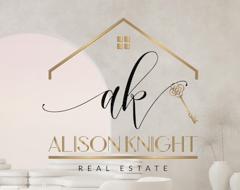 Design moderno del logo dell'agente immobiliare, marchio predefinito dell'agente immobiliare, logo minimalista della casa con chiave (design digitale predefinito)