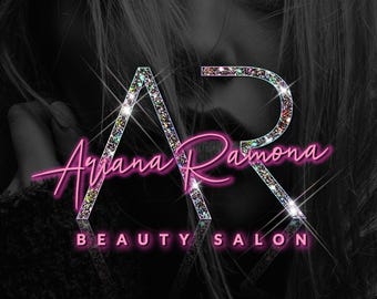 Logo con diamanti glitterati, logo di bellezza di lusso, logo rosa neon, logo boutique, logo Boss Babe Baddie, logo Girly Glam (design digitale predefinito)