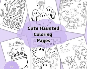 Cute Hunted Coloring Pages | Halloween Coloring Book | Halloween Coloring Pages for Kids | Fall Adult Coloring Pages | Halloween Coloring