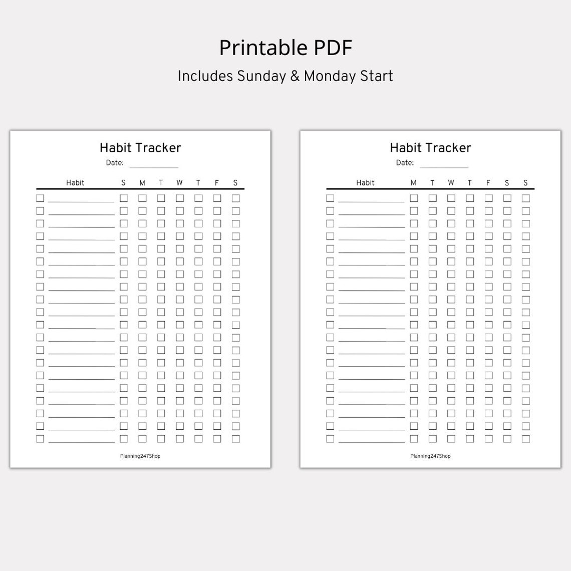 Vertical Weekly Habit Tracker Bundle Habit Tracker Printable Goal ...