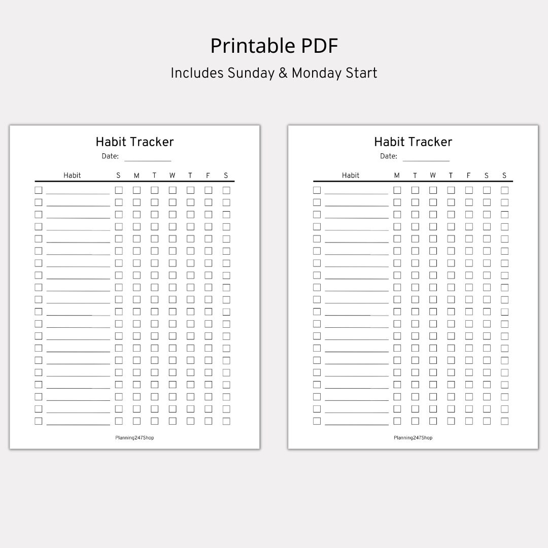 Vertical Weekly Habit Tracker Bundle Habit Tracker Printable Goal ...