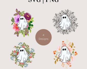 Floral Ghost SVG Bundle | Retro Halloween SVG | Halloween SVG Bundle | Fall Shirt svg | Cute Halloween svg | Floral Ghost png | Ghost svg