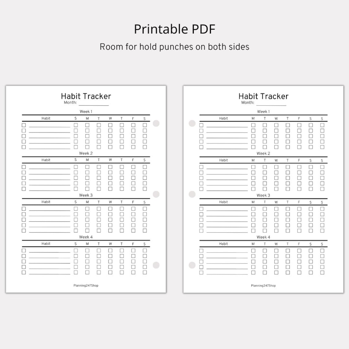 Vertical Weekly Habit Tracker Bundle Habit Tracker Printable Goal ...