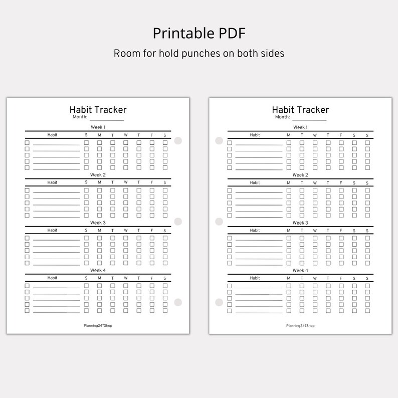 Vertical Weekly Habit Tracker Bundle Habit Tracker Printable Goal ...