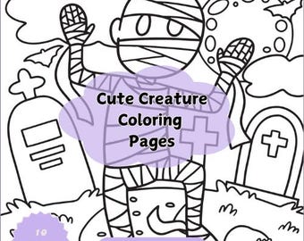 Cute Creature Coloring Pages | Halloween Coloring Book | Halloween Coloring Pages | Halloween Coloring Pages for Kids | Fall Adult Coloring