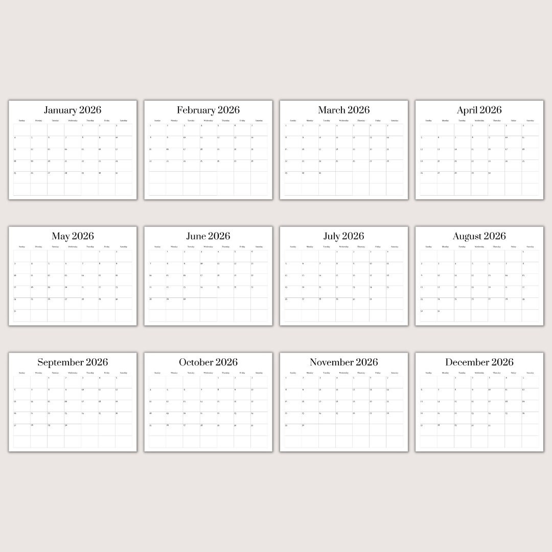 2026 Blank Calendar Template Blank Calendar Printable Blank