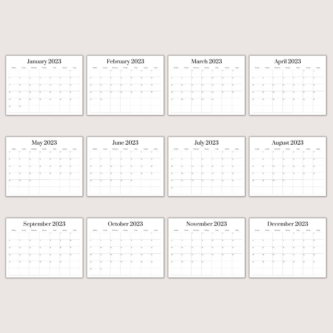 2023-2024 Blanko Kalender Vorlage Blanko-Kalender - Etsy.de