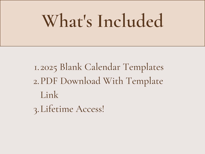 2025 Blank Calendar Template Blank Calendar Printable Etsy