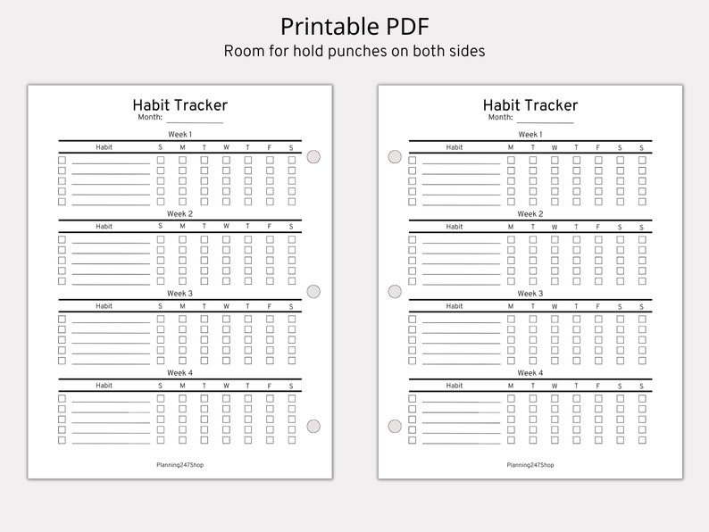 Vertical Weekly Habit Tracker Bundle Habit Tracker Printable - Etsy