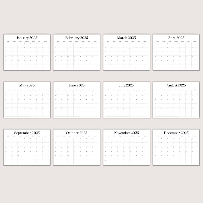 2025 Blank Calendar Template | Blank Calendar | Printable Blank ...