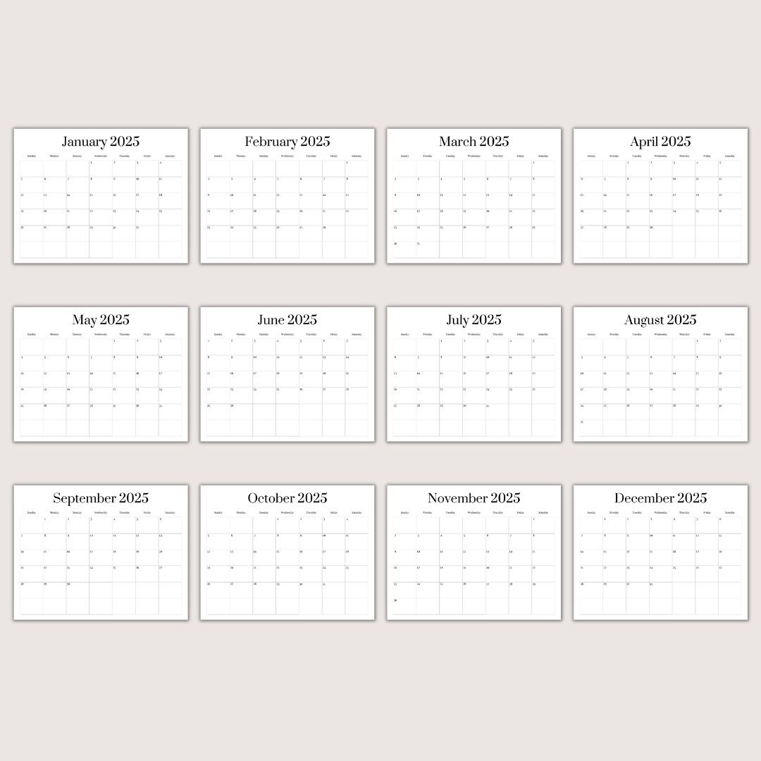 BLANK CALENDAR 2025 TEMPLATE visual data 5