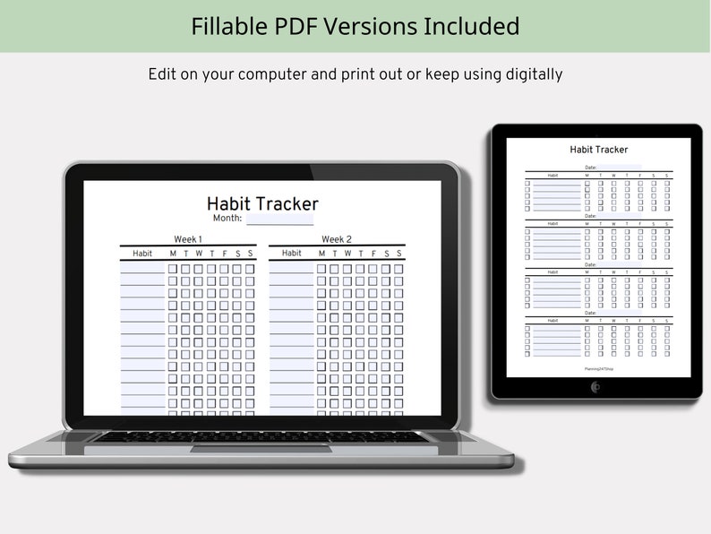 Vertical Weekly Habit Tracker Bundle Habit Tracker Printable - Etsy