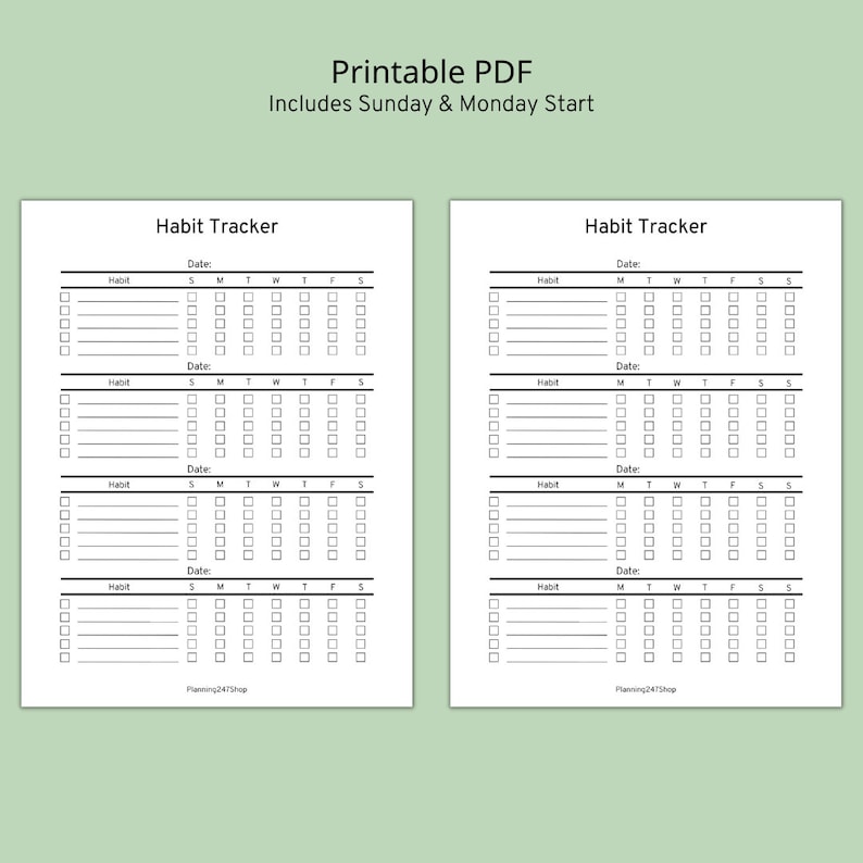 Simple Weekly Habit Tracker | Fillable Habit Tracker | Vertical Habit ...