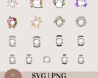 Halloween SVG Bundle | Retro Halloween SVG | Floral Ghost PNG | Fall Shirt svg | Coffee Cup svg | Spooky Season svg | Cute Ghost svg
