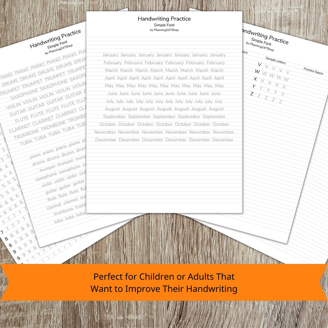 Simple Font Handwriting Practice Bundle | Handwriting Worksheet for ...