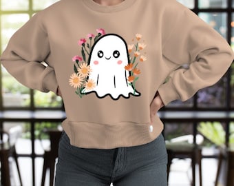 Happy Flower Ghost SVG | Cute Halloween PNG | Fall Shirt SVG | Coffee Cup Svg | Cute Halloween Svg | Daisy Ghost Svg | Libbey Can Glass Svg